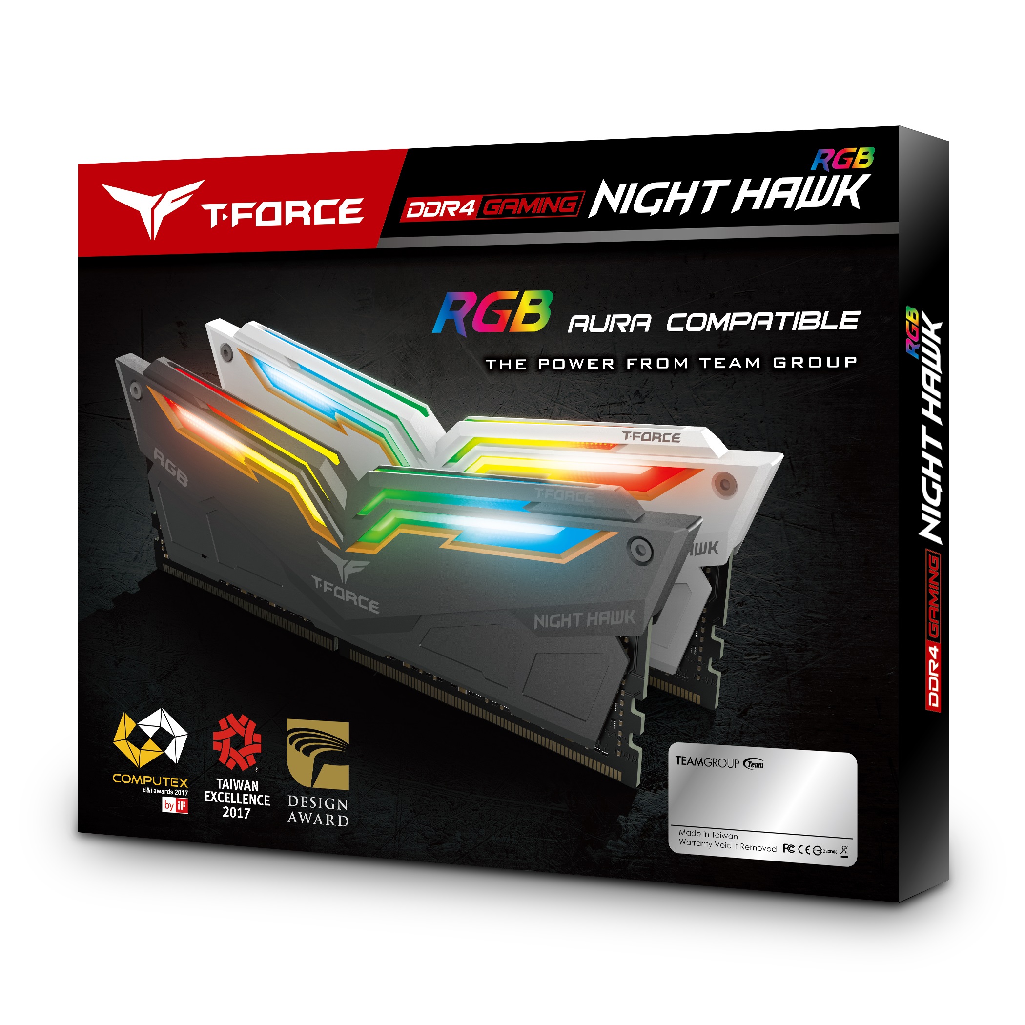 メモリー 32 GB TEAMGROUP NIGHT HAWK DDR4 RAM RGB NIGHT HAWK RGB DDR4 DESKTOP MEMORY Gen2 BLACK 32GB(2x16GB) 4000MHz
