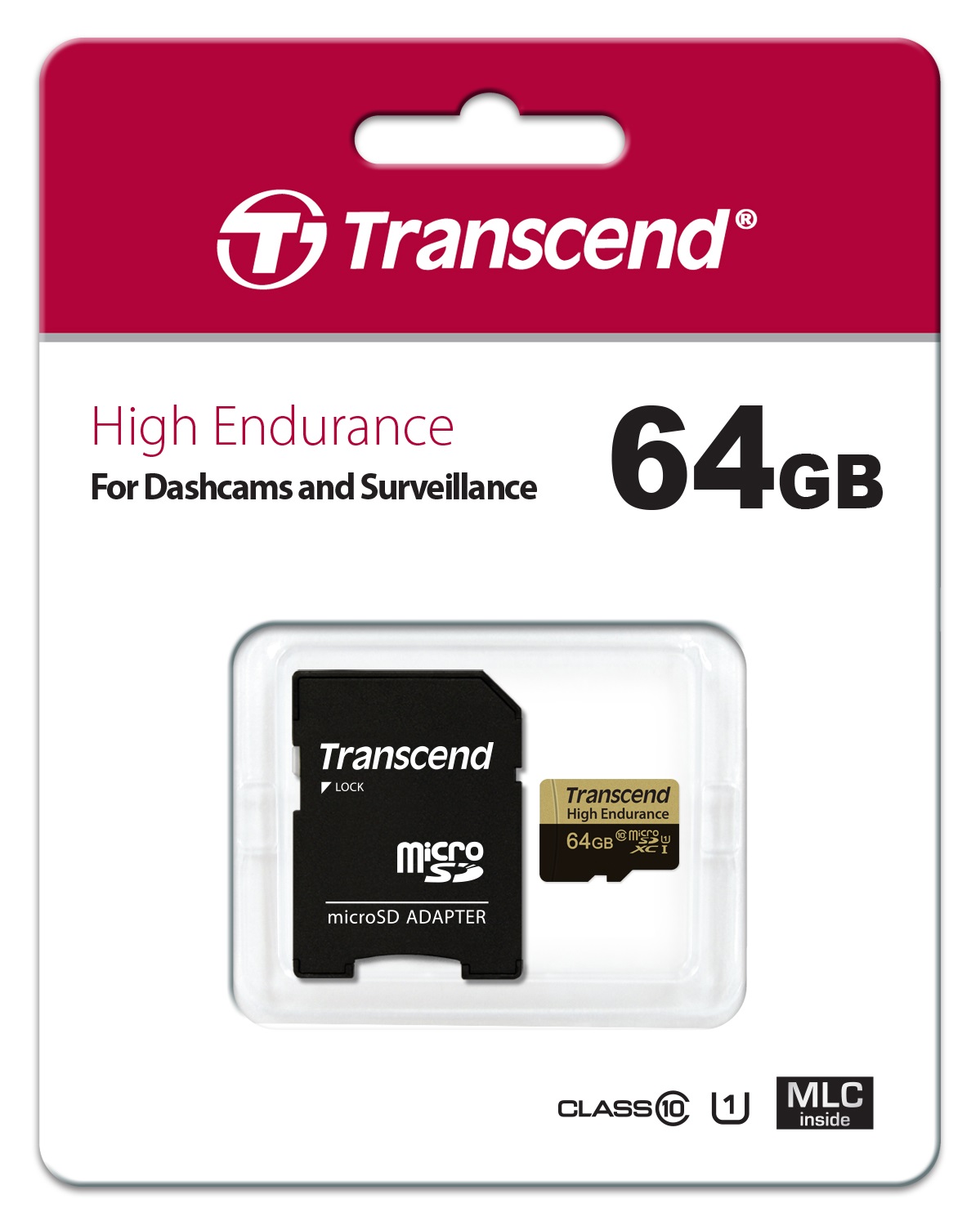 64GB Transcend High Endurance MicroSDXC Card CL10 w/SD Adapter