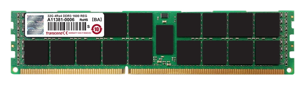32GB Transcend DDR3 PC3-12800 1600MHz ECC Registered CL11 240-Pin