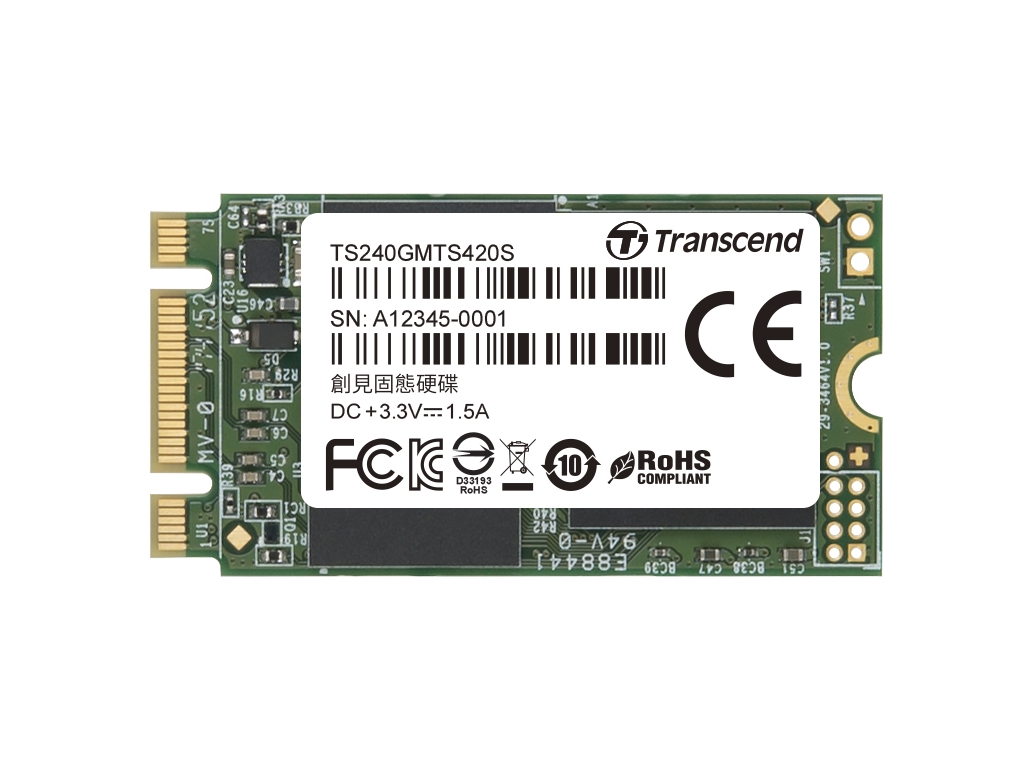 240GB Transcend M.2 SATA III 6Gb/s SSD MTS420 3D TLC Flash 42mm Form Factor