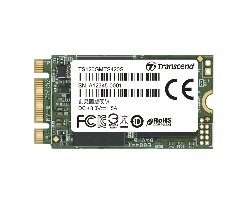 120GB Transcend M.2 SATA III 6Gb/s SSD MTS420 3D TLC Flash 42mm Form Factor