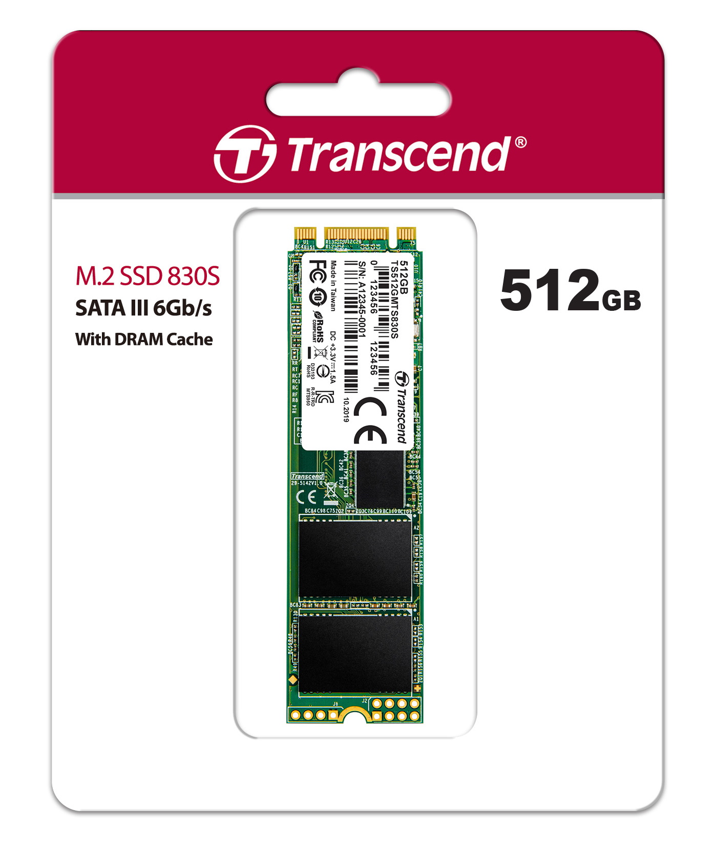 Transcend 512GB SATA 2280 MLC 100時間 512GB Transcend M.2 2280 80mm SATA III 6Gbps 830S Solid State Drive