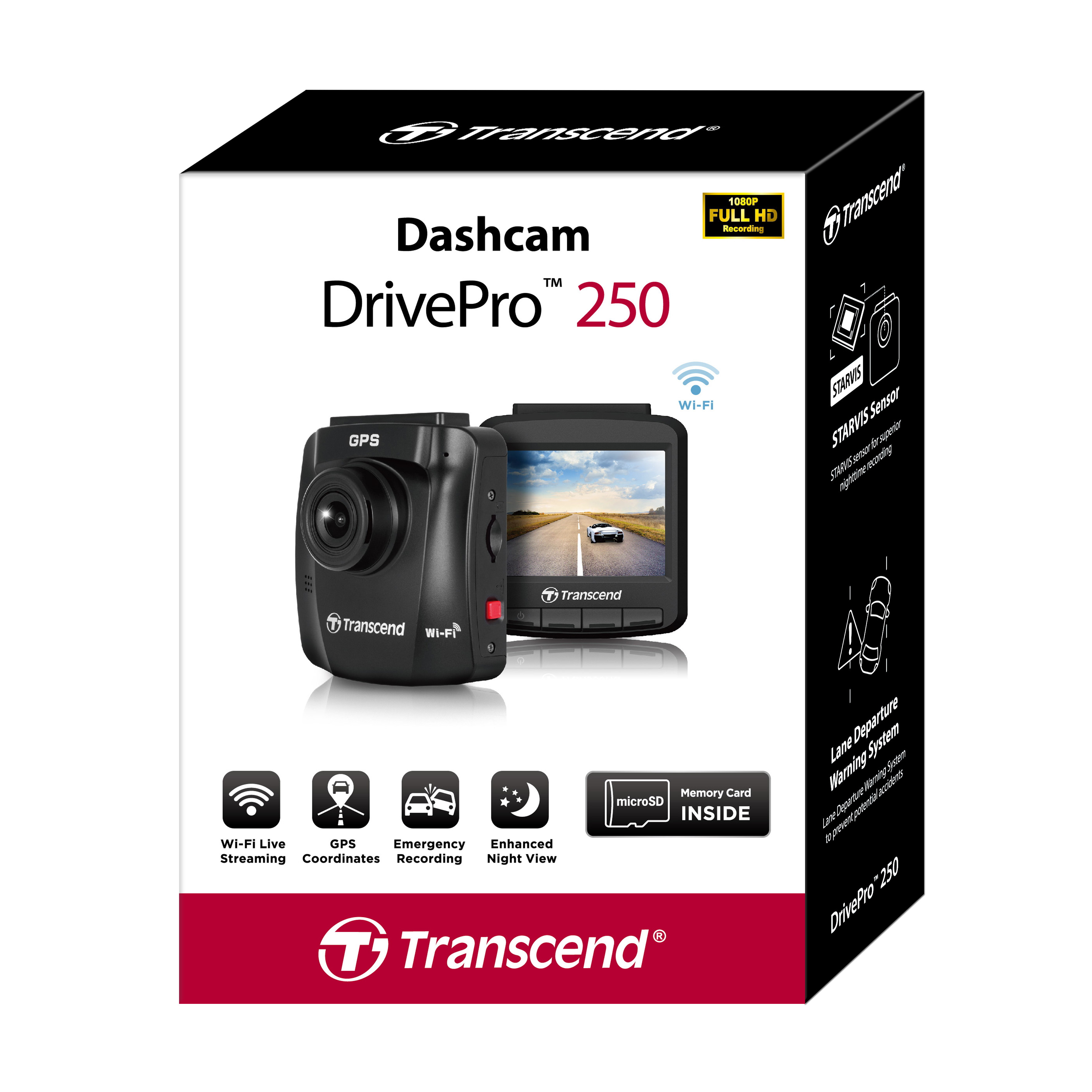 Transcend Dashcam DrivePro 250 Car Video Recorder Dash Cam Full HD