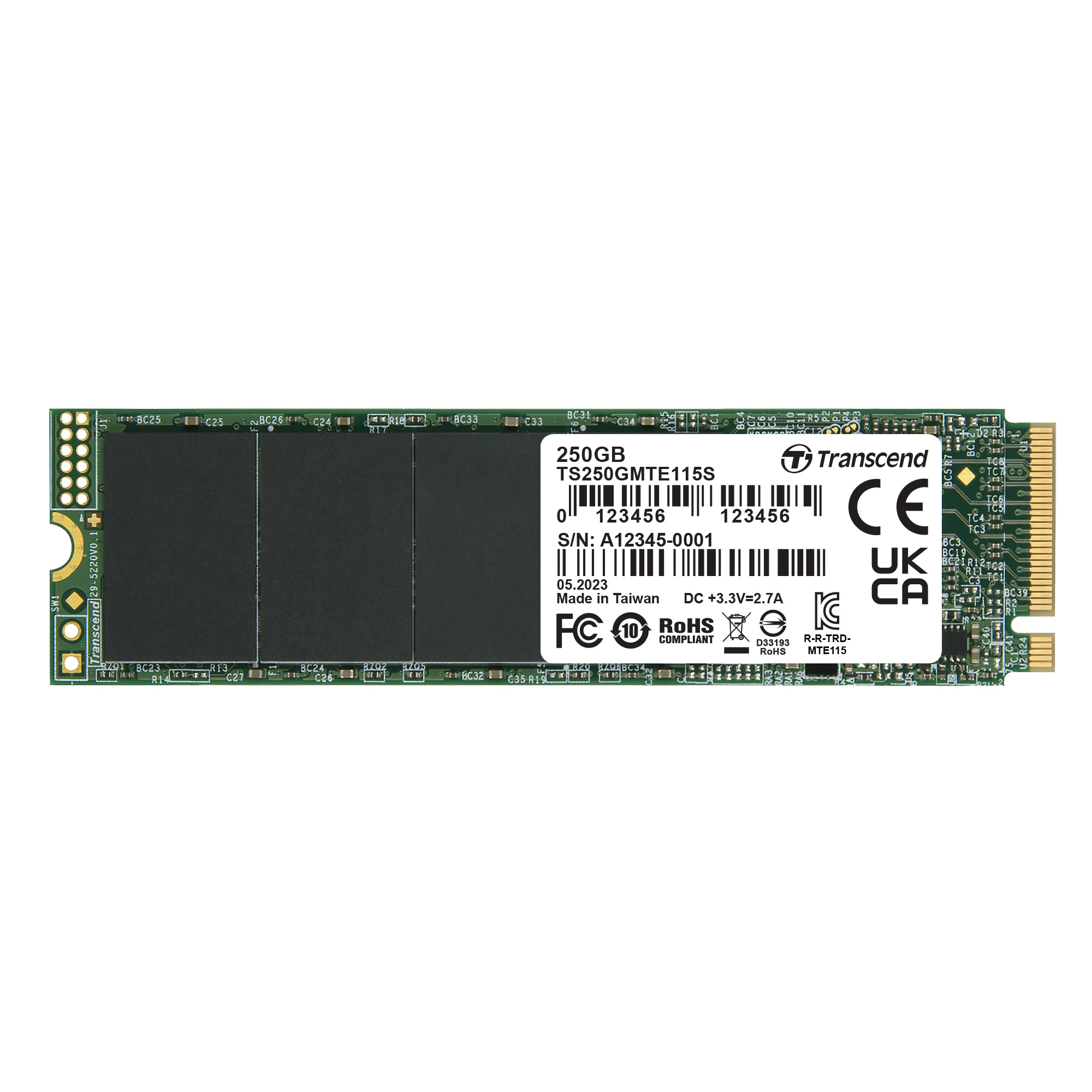 250GB Transcend PCIe SSD 115S NVMe M.2 2280 PCIe Gen3 x4 SSD