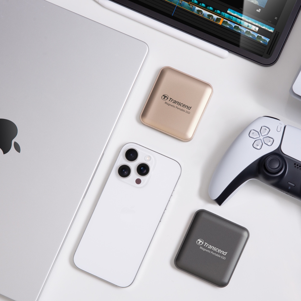 SSD Externe Transcend ESD420G 2To - Compatible MagSafe IPhone - Vitesse 2000 Mo/s, 20 Gbit/s - Doré