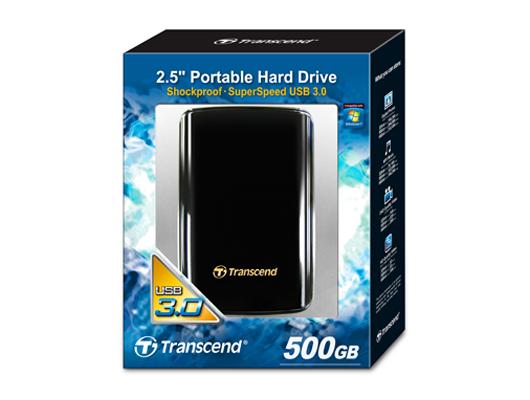 500GB Transcend StoreJet 25D3 USB3.0 External Hard Drive