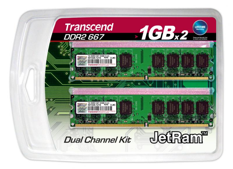 2GB Transcend Jetram DDR2 667MHz PC2-5300 (CL5) Dual 