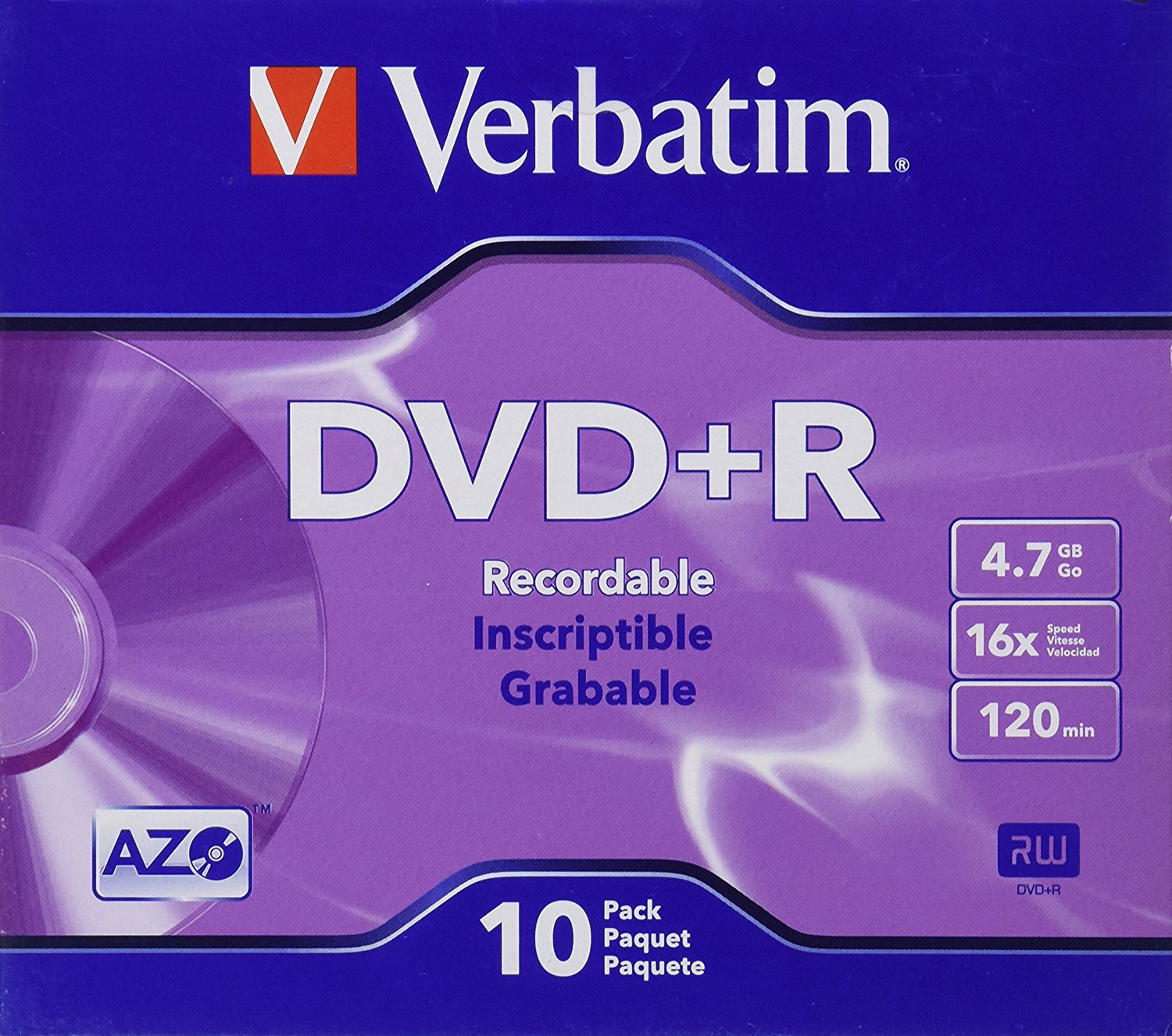 Verbatim DVD+R 4.7GB 16X Branded 10Pack Slimcase