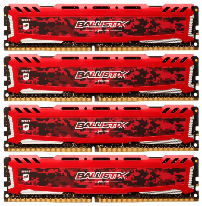 Crucial Ballistix 64GB 16GB×4 64GB Crucial Ballistix Sport LT DDR4 2400MHz PC4-19200 CL16 1.2V