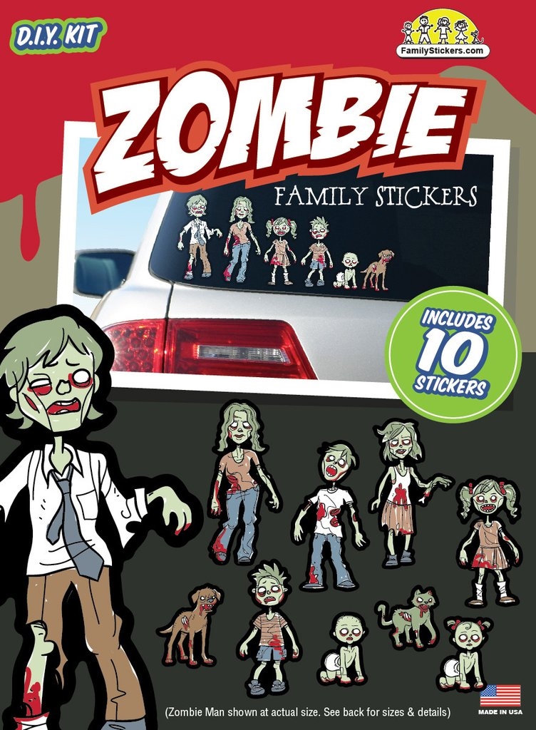 Zombie Family Value Collection Car Sticker Kit (10 Stickers)